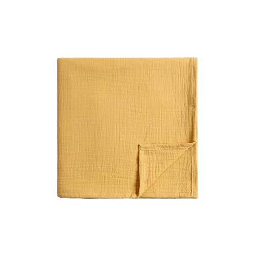 Meracorallo Muslin Swaddle Blanket, 100% Cotton Receiving Blanket Soft and Breathable Swaddle Wrap for Baby Boys and Girls, Yellow