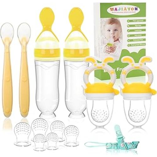 WAJIAYON Easter Bunny Baby Fruit Feeder Pacifier | Infant Fruit Food Feeder Pacifier & Food Dispensing Spoon | Fresh Fruit Teethers for Babies | Silicone Feeder Baby,Gifts for Boys and Girls-Rabbit