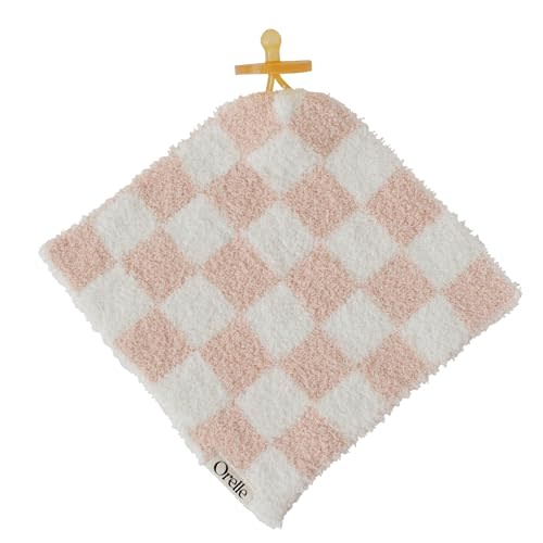 Orelle Baby Checkered Pacifier Lovey Blanket | Soft Pacifier Holder | Plush Loveys for Babies | Crib Pacifier Catcher | Essential Pacifier Not Included | Pink
