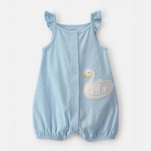Baby Girl Carter's Swan Polka Dot Sleeveless Romper