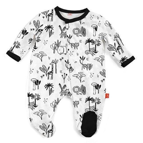 Magnetic Me® by Magnificent Baby Size 3M Animal Safari Magnetic Footie in Black/White