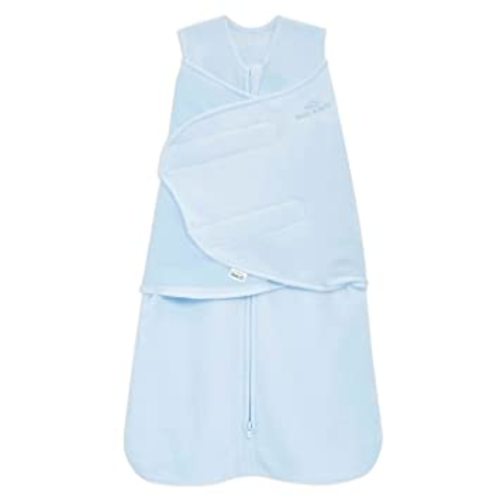 HALO Micro-Fleece Sleepsack Swaddle, 3-Way Adjustable Swaddle Blanket for Newborn and Infants, TOG 3.0 for Cold Climates, Hip Healthy, Baby Blue, Small, 3-6 Months