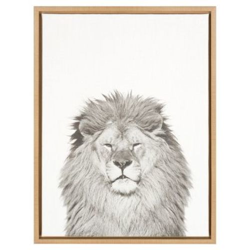 24" x 18" Lion Framed Canvas Art - Uniek