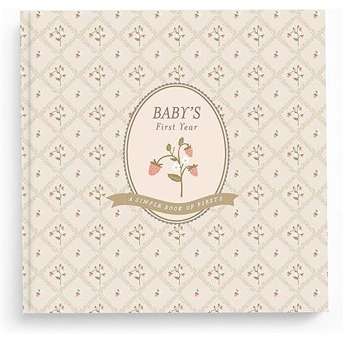 Baby Girl Memory Book - First Year Milestone Keepsake Journal & Photo Album with Birthday Pages to Age 5, 48 Guided Pages, Floral Hardcover | Lucy Darling Cottage Garden