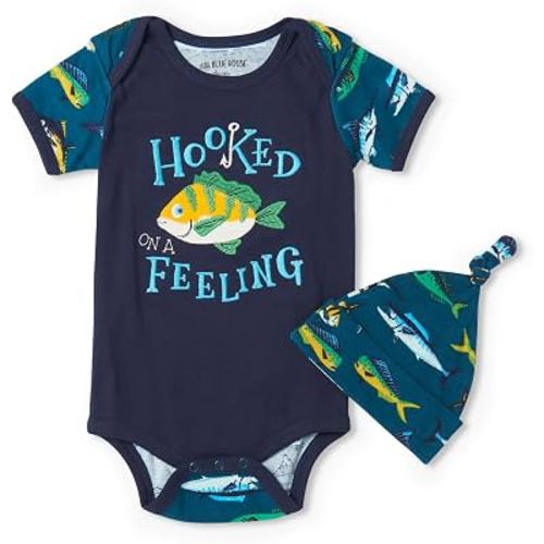 Little Blue House Baby Bodysuit with Hat