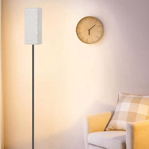 64.6" Floor Lamp, Pole with Foot Switch, Modern Standing Lamp Lampshade, Minimalist Freestanding Lamp (Bulb Not Included), for Living Room, Bedroom Office ETL Listed, Black and Beige E07LD05