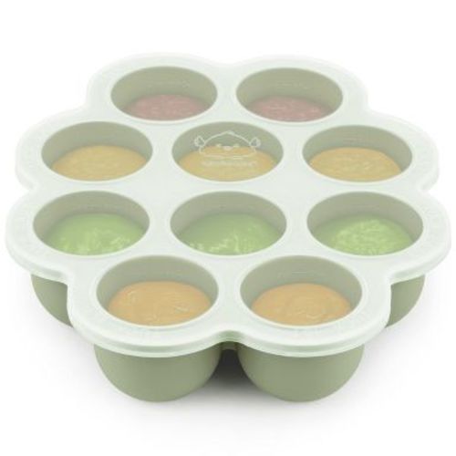Prep Silicone Baby Food Freezer Tray with Clip-on Lid, 2oz x 10 Silicone Freezer Molds, BPA-Free Baby Food Storage (Sage)
