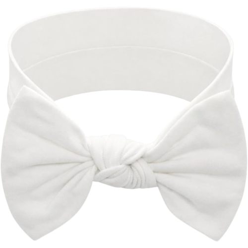 BABYGIZ Baby Girl Headbands-Infant,Toddler Cotton Handmade Hairbands with Bows Child Hair Accessories (Soft-White)