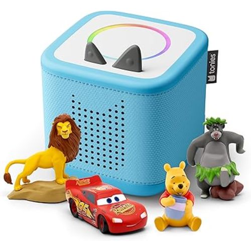 Toniebox 2 Audio Player Disney Bundle for Kids 3+ with Lightning McQueen, Simba, Winnie The Pooh, and Baloo - Sky Blue