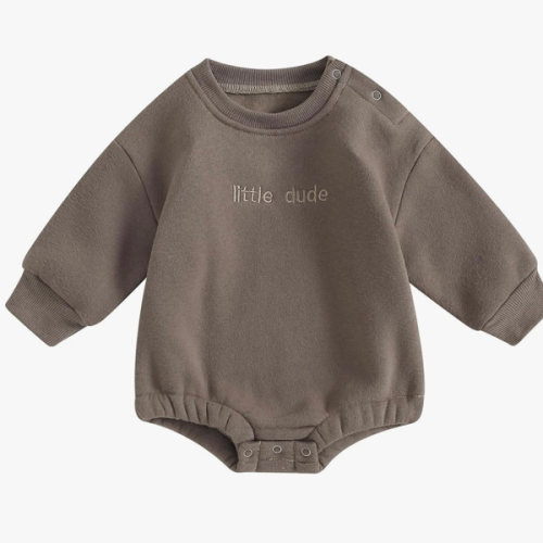 VISGOGO Newborn Infant Baby Boy Girls Oversized Romper Little Dude Sweater Onesie Coming Home Outfit Neutral Clothes