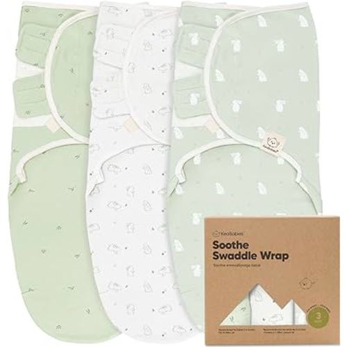 KeaBabies 3-Pack Organic Baby Swaddle Sleep Sacks - Newborn Swaddle Sack, Ergonomic Baby Swaddles 0-3 Months, Swaddles for Newborns,Baby Sleep Sack,Baby Swaddle Blanket Wrap,Baby Essentials (Bunnies)