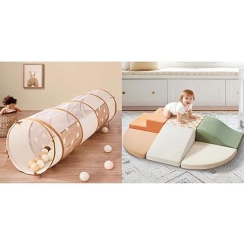 Tiny Land Tunnel Toys for Toddlers,Soft Foam Climbing Blocks
