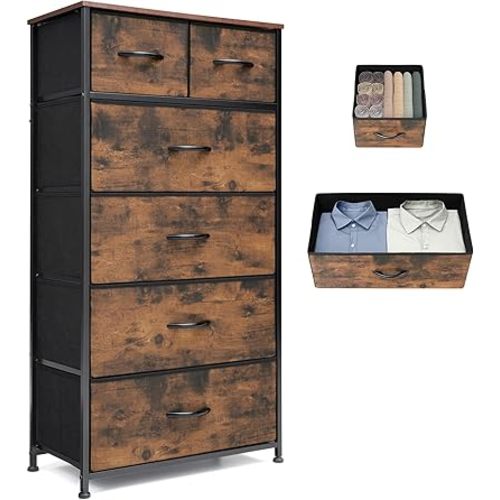 Tall Dresser for Bedroom, Fabric Storage Tower with 6 Drawers