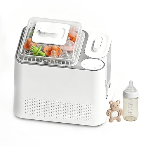 Bottle sterilizer and Dryer.Bottle Washer and sterilizer and Dryer.Bottle sterilizer with Storage. Bottle Washer Suitable for Bottles and Baby Products, 19/49 Minute wash Cycles.