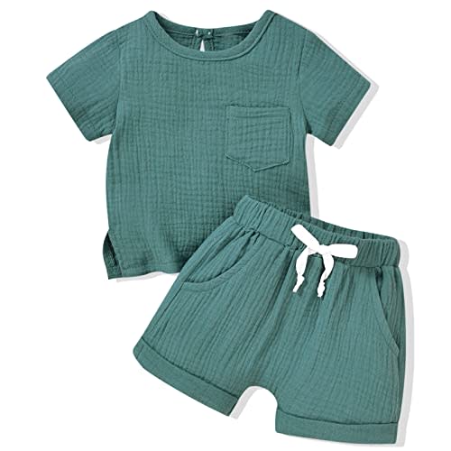 MINIFEIKO Gender Neutral Baby Linen Summer Outfit