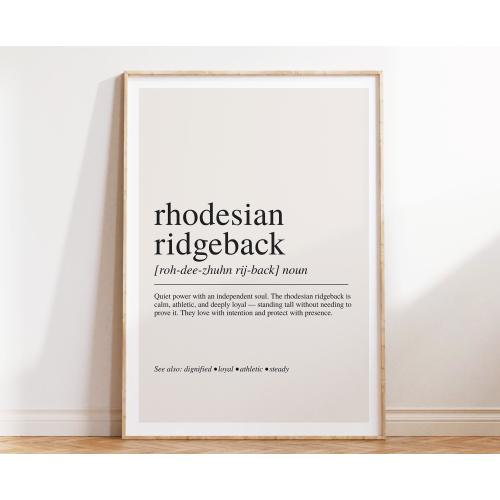 Rhodesian Ridgeback Definition Print, Dog Breed Wall Art, Modern Typography Poster