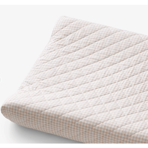 Ditsy Gingham Classic Cool Organic Cotton Percale Quilted Changing Pad Cover