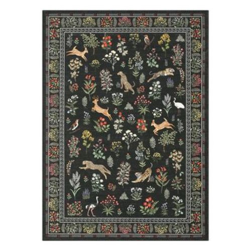 6'x9' Washable Modern Jungle Living Room Area Rugs, Soft Non Slip Animal Print Nursery Rug for Bedroom Dining Room Kitchen, Black