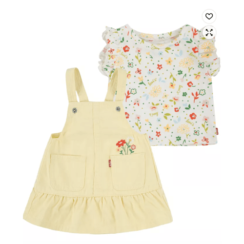 Levi's - Baby Girls' Short-Sleeve T-Shirt and Skirtalls Set, 2-Piece Set