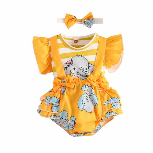 IROINNID Toddler Baby Girl Dress Short Sleeve Ruffle Dress Printed Cute Summer 12-18 Months