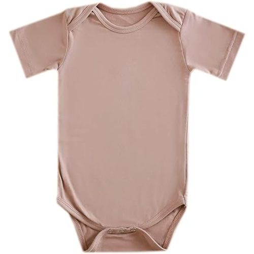 Copper Pearl Short Sleeve Bodysuit Baby: Ultra Soft Bodysuits for Newborns, Boys, Girls, and Infants - Stylish, Comfortable, Overlap Shoulders, Premium Knit Fabric - Pecan, Newborn