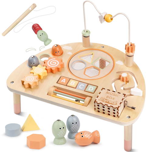 Kids 8-Piece Wooden Sensory Play Activity Table and Chair Set