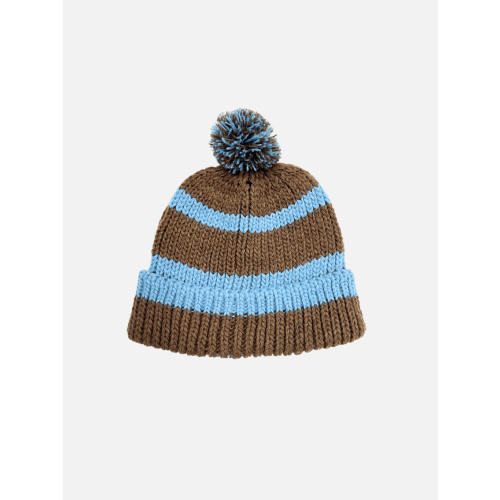 STRIPE POMPOM BEANIE