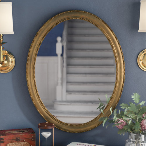 Alcott Hill® Victorian Oval Wall Mirror 30 Inches - Brushed Gold & Reviews | Wayfair