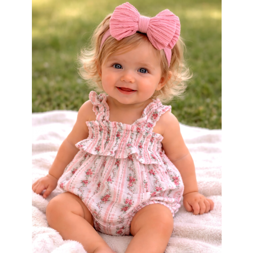 Ruffly Strap Bubble, Winding Roses Stripe