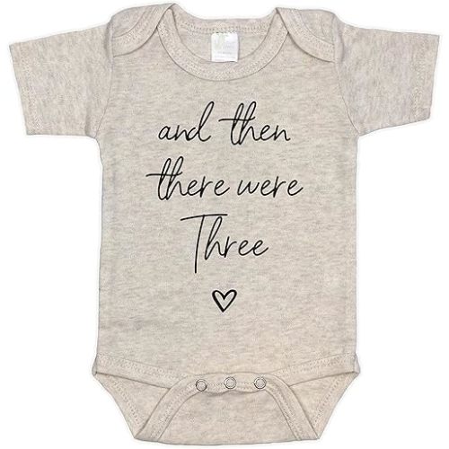 Then There Were Three Pregnancy Announcement Infant Bodysuit for Grandparents, Family and Friends (0-3 months, Natural)