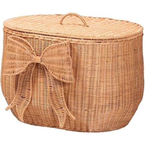 bali & pari Creusa Natural Rattan Laundry Basket, Wide