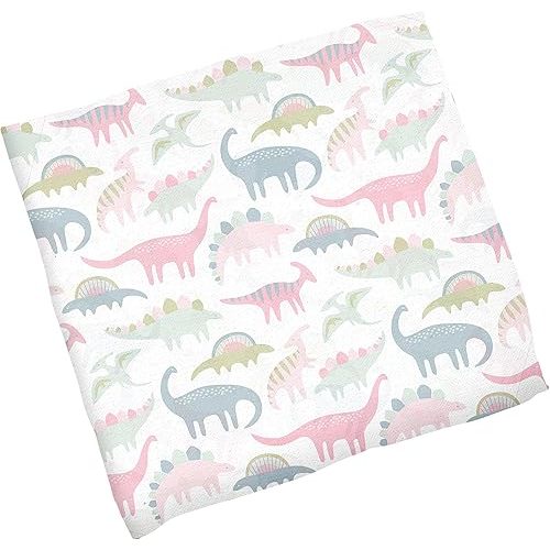 Stephen Joseph, Muslin Swaddle Blanket for Baby Girls and Boys, Newborn Receiving Blanket for Swaddling, 100% Cotton Baby Swaddle Wrap, Receiving Swaddle Wrap, 47 x 47 inches, Pink Dino
