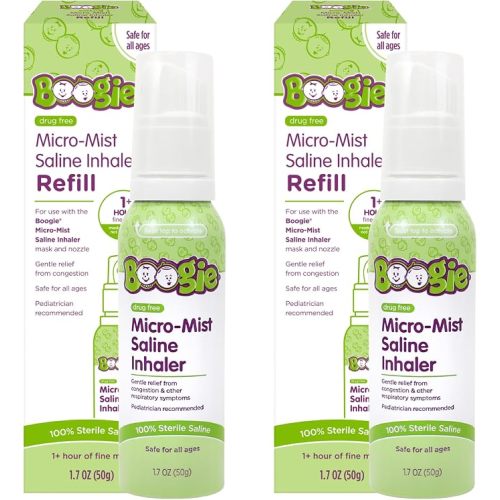 Boogie Micro-Mist Saline Inhaler, Unscented - 1.7 oz | Baby Nose Congestion Relief, Nasal Spray for Kids, Pediatrician Recommended