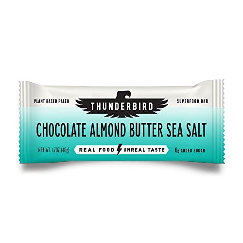 Thunderbird Bars Energy Snack, Gluten-Free with Protein, Healthy Real Food, Vegan Paleo Non-GMO, No Added Sugar, Chocolate Almond Butter Sea Salt Flavor (12 Count, 1.7 oz. Bars)