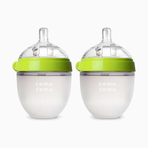 Comotomo Natural Feel Silicone Baby Bottles - Green, 5 Oz, 2
