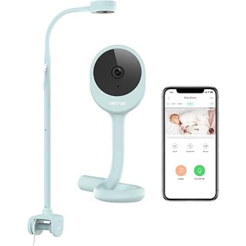 NETVUE Peekababy Baby Camera with Wireless Audio, Adjustable Crib Mount Monitor, Works via 2.4GHz Wi-Fi for Wide Coverage & Stable Connection, Smart App, Two-Way Talk, No Screen (Blue)