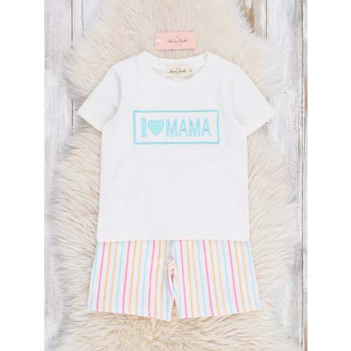 Striped "I Love Mama" Smocked Outfit