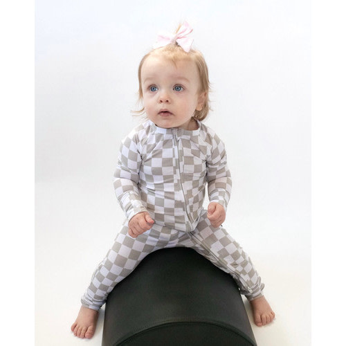 Checkered Zip Romper
