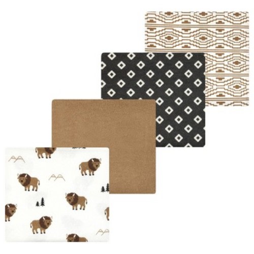 Luvable Friends Hudson Baby Infant Cotton Poly Flannel Receiving Blankets 4pk, Buffalos