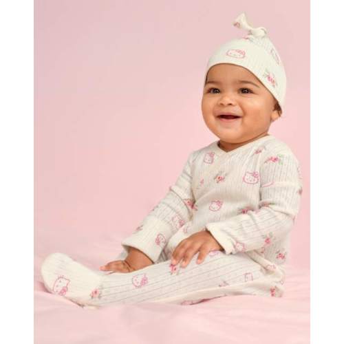 Baby Girls Hello Kitty® Floral Pointelle 2-Piece Outfit Set - White