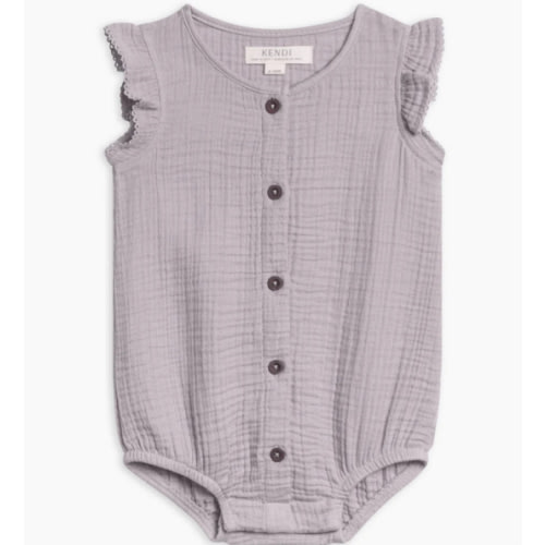 Coco Muslin Button Front Bubble Romper