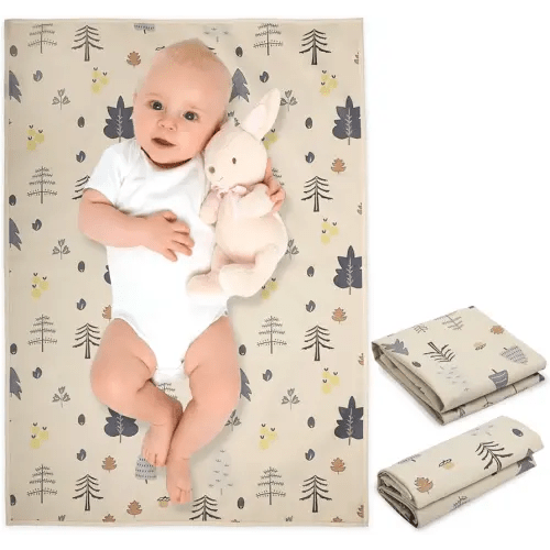 Vegan Leather Baby Changing Mat - Wipeable Portable Changing Pad, Foldable Travel Changing Mat for Baby, Newborns Toddlers Shower Gifts (Forest Tree,20"*28")