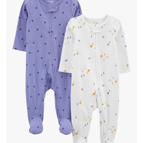 Simple Joys by Carter's Baby Girls' Cotton Footed Sleep and Play, Pack of 2