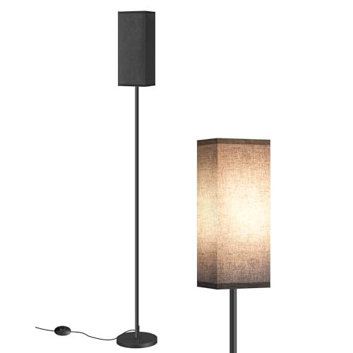 GOEBLESON Floor Lamp, Pole Lamp with Foot Switch, Modern Standing Lamp Shade, Minimalist Freestanding Lamp (Bulb Not Included), for Living Room, Bedroom Office ETL Listed, Black B07LD05