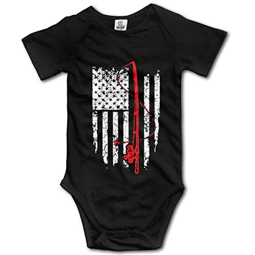 OASCUVER Fishing American Flag Baby Short Sleeves Clothes for 0-24m Baby
