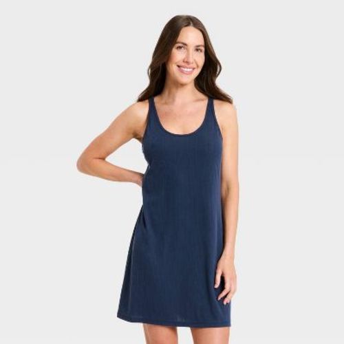 Women's Cooling Ribbed Jersey Tank Dress - Auden™ Navy L
