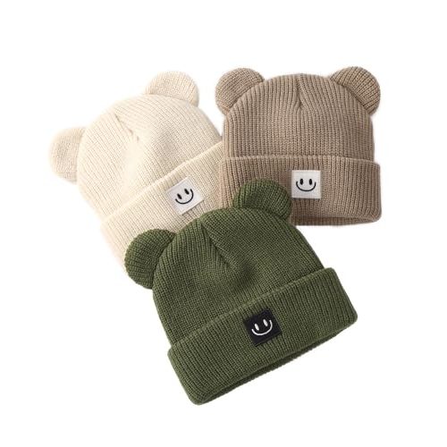 FURTALK Infant Baby Beanie with Bear Ear Cute Winter Hat for Toddler Boys Girls Soft Knitted Cap