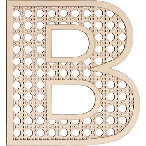 Large Boho Wooden Rattan Letters 12 inch for Nursery Decor Wood Letter B Wall Decors for Baby Girl Boy Bedroom Home Rustic Name Sign Birthday Wedding Decorative Letters