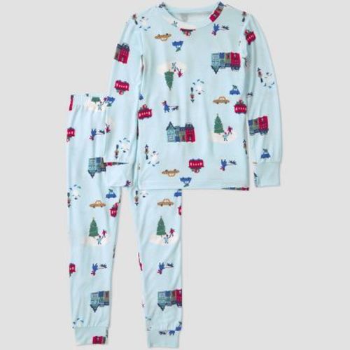 Carter's Just One You® Baby Holiday 2pc Long Sleeve ComfySoft Snug Fit Winter Village Pajama Set - Blue 12M