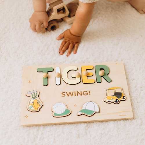 Golf Name Puzzle Hole in One Birthday Baby Boy Gift Sport Themed Puzzles For Toddlers Baptism Boy Gift Montessori Toy First Christmas Gift